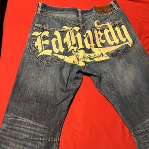 Vintage pair of “Ed Hardy” denim jeans